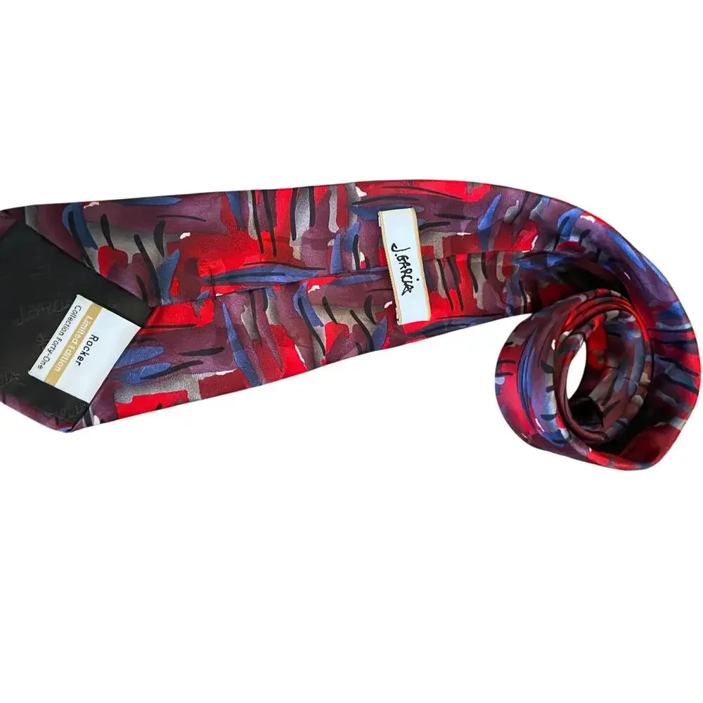 J Garcia Rocker Limited Edition Silk Tie Abstract Red Blue‎ Jerry Garcia